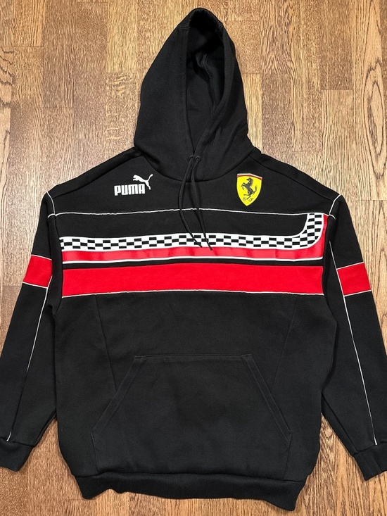 Puma Other - Puma Ferrari Race SDS Racing Stripe Check Tech Fleece Hoodie Mens Medium